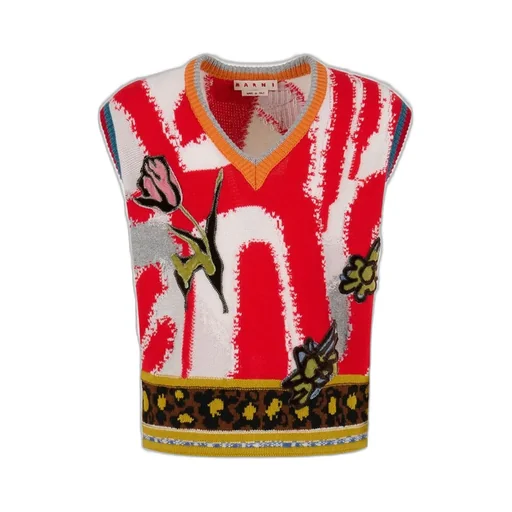 Marni Multicolour V-Neck Knitted Vest