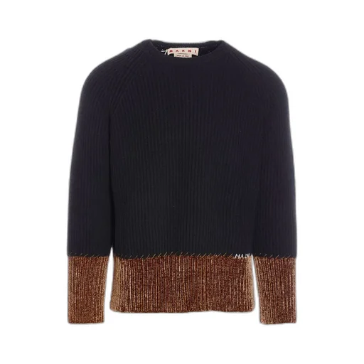 Marni Panelled Logo Embroidered Jumper