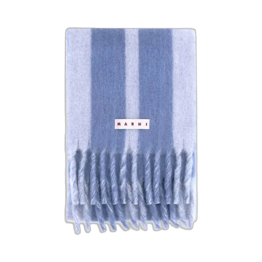 Marni Logo Patch Fringed Scarf