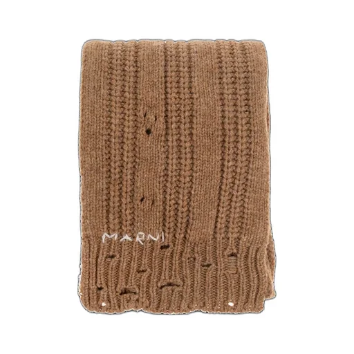 Marni Logo Embroidered Knitted Scarf