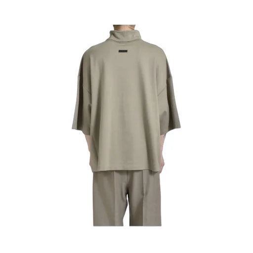High Neck Short Sleeve Shirt /Dusty Beige