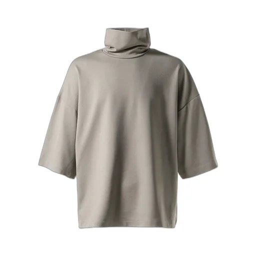 High Neck Short Sleeve Shirt /Dusty Beige