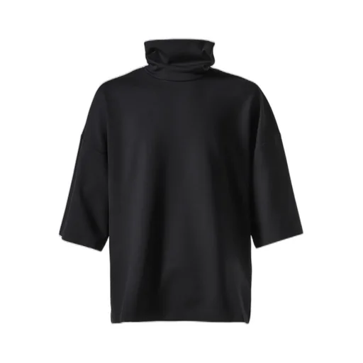 High Neck Short Sleeve Shirt /Blk