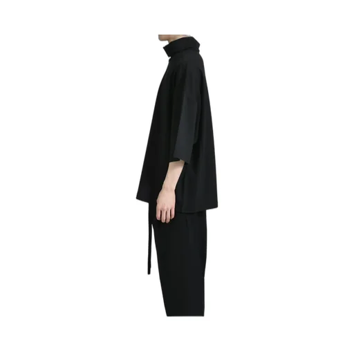 High Neck Short Sleeve Shirt /Blk