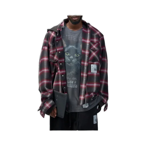 Maison Mihara Yasuhiro Hoodie Combine Checkered Shirt