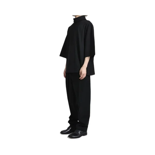 High Neck Short Sleeve Shirt /Blk