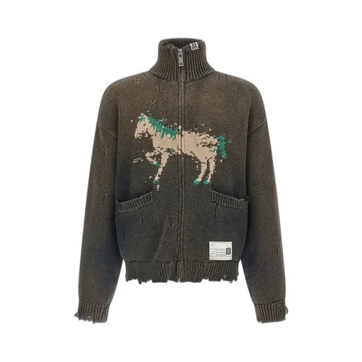 Maison Mihara Yasuhiro Horse Detailed Distressed Cardigan