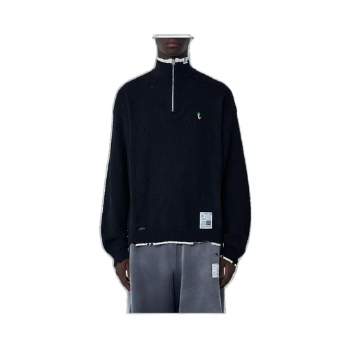 Maison Mihara Yasuhiro Quarter Zip-Up Distressed Jumper
