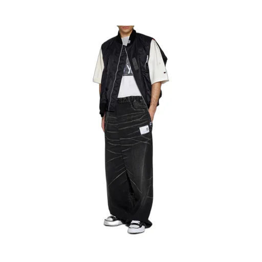 Maison Mihara Yasuhiro Logo-Patch Off-Centre Whiskered Jeans