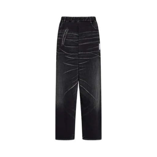 Maison Mihara Yasuhiro Logo-Patch Off-Centre Whiskered Jeans