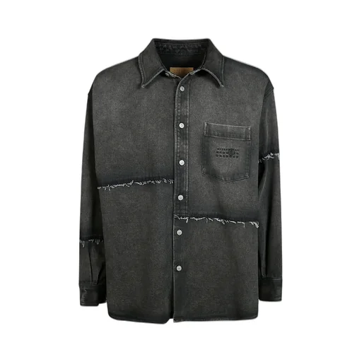 Mm6 Maison Margiela Raw-Cut Curved Hem Shirt