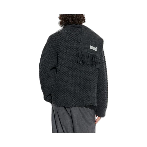 Mm6 Maison Margiela Scarf Detailed Straight Hem Sweater