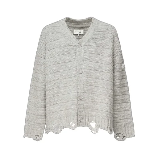 Mm6 Maison Margiela Distressed Knitted Cardigan
