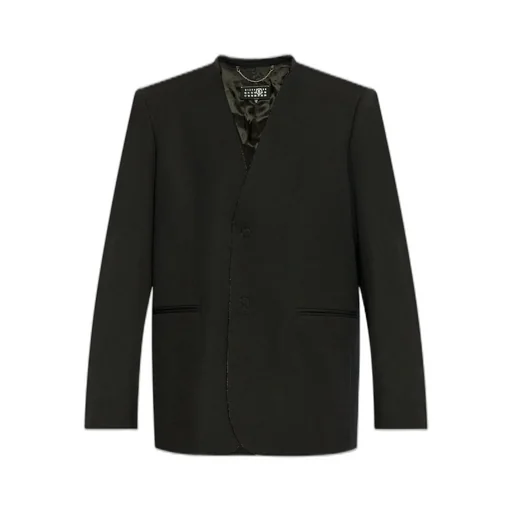 Mm6 Maison Margiela Single-Breasted Raw-Cut Edge Blazer