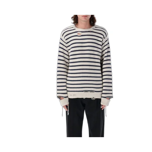Mm6 Maison Margiela Striped Raw-Cut Edge Jumper