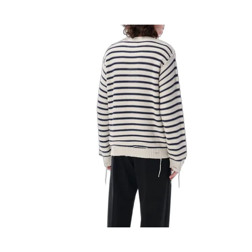 Mm6 Maison Margiela Striped Raw-Cut Edge Jumper