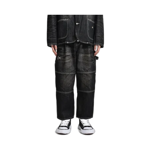 Double Knee Denim Pants / Black