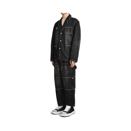 Double Knee Denim Pants / Black