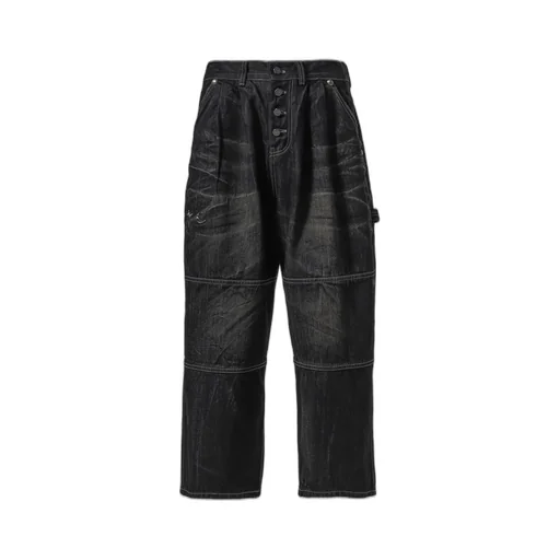 Double Knee Denim Pants / Black