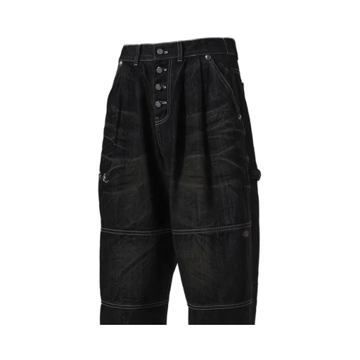 Double Knee Denim Pants / Black