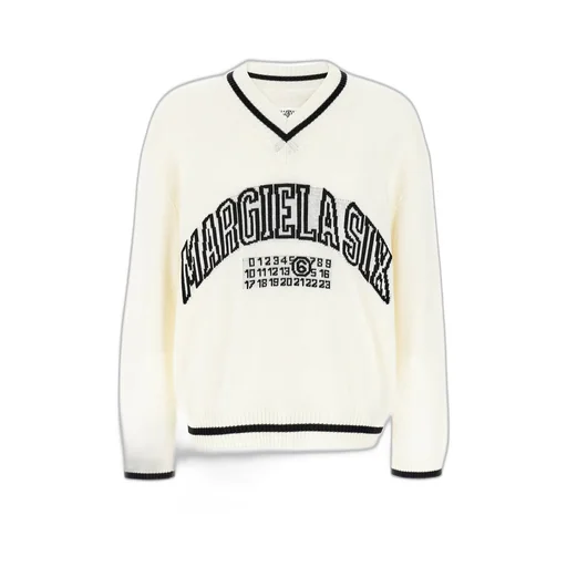 Mm6 Maison Margiela Numbers-Motif V-Neck Jumper