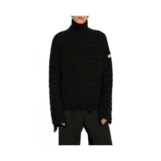 Mm6 Maison Margiela High-Neck Drop-Shoulder Distressed Jumper