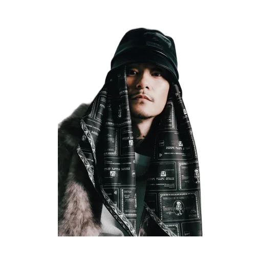 Black Card Silk Scarf / Blk