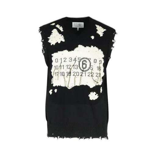 Mm6 Maison Margiela Numbers-Motif Knitted Vest