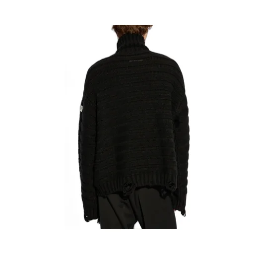 Mm6 Maison Margiela High-Neck Drop-Shoulder Distressed Jumper