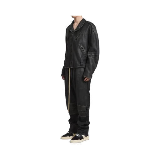Leather Moto Pants / Black