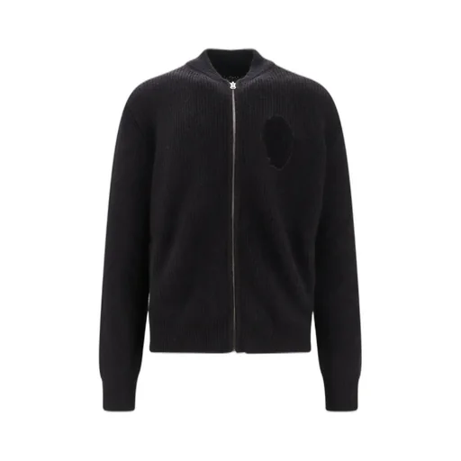 Mm6 Maison Margiela Distressed Zipped Knitted Cardigan