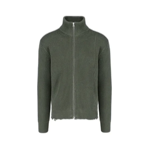 Mm6 Maison Margiela Ribbed-Knit Zipped Cardigan
