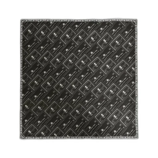 Black Card Silk Scarf / Blk