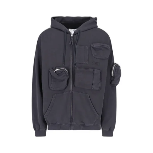 Mm6 Maison Margiela Zipped Drawstring Hoodie