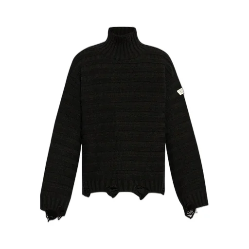 Mm6 Maison Margiela High-Neck Drop-Shoulder Distressed Jumper