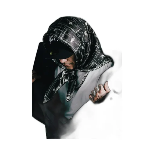 Black Card Silk Scarf / Blk