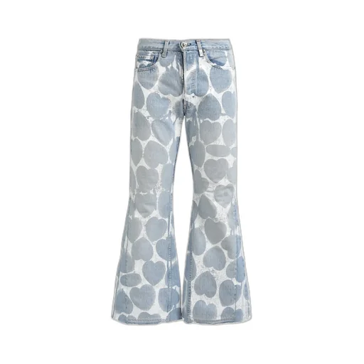 Heart Printed Denim Blu