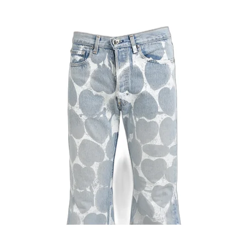 Heart Printed Denim Blu