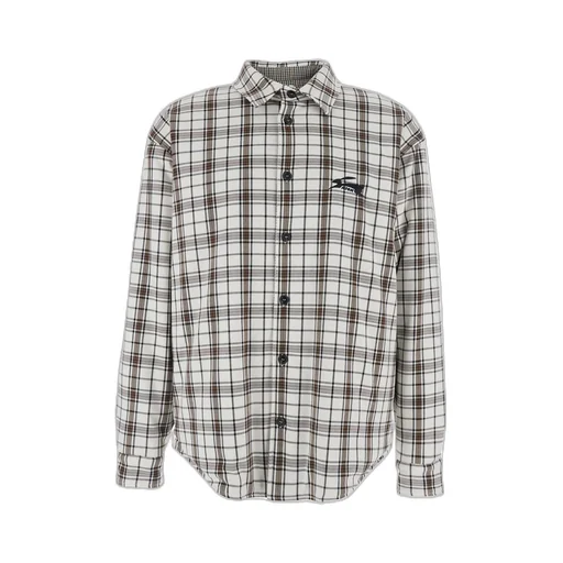 Msgm Logo Embroidered Checked Reversible Shirt
