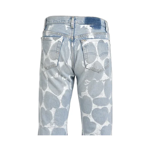 Heart Printed Denim Blu