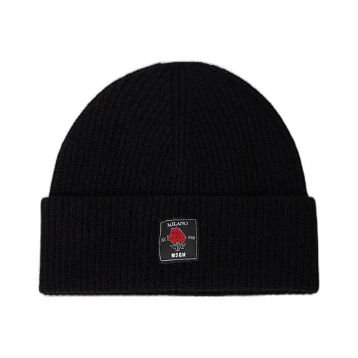 Msgm Logo Patch Ribbed-Knit Beanie