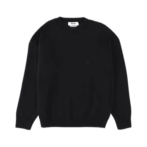 Msgm Logo Patch Crewneck Knitted Jumper