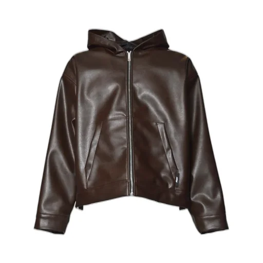 Msgm Textured Faux Leather Hooded Jacket