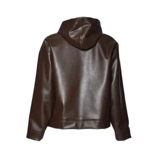 Msgm Textured Faux Leather Hooded Jacket