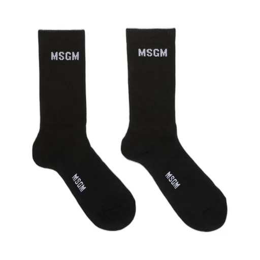 Msgm Logo Jacquard Ribbed Socks