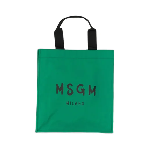Msgm Logo Printed Top Handles Tote Bag