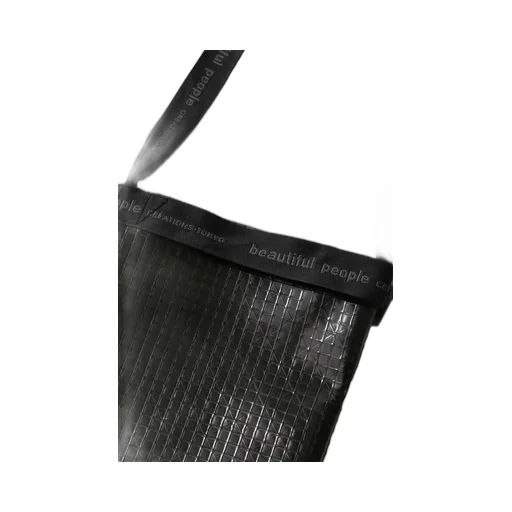 Plaid Vinyl Logo Tape Sacoshe Bag / Blk