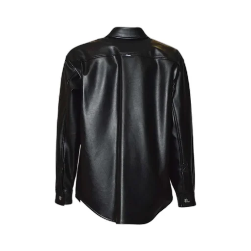 Msgm Structured Faux Leather Pocket Shirt