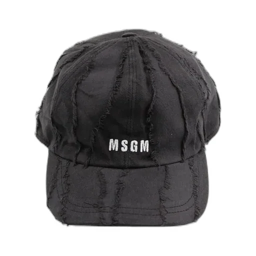 Msgm Ripped Detailed Logo Embroidered Baseball Cap