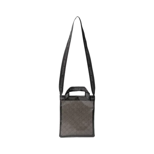 Plaid Vinyl Logo Tape Sacoshe Bag / Blk